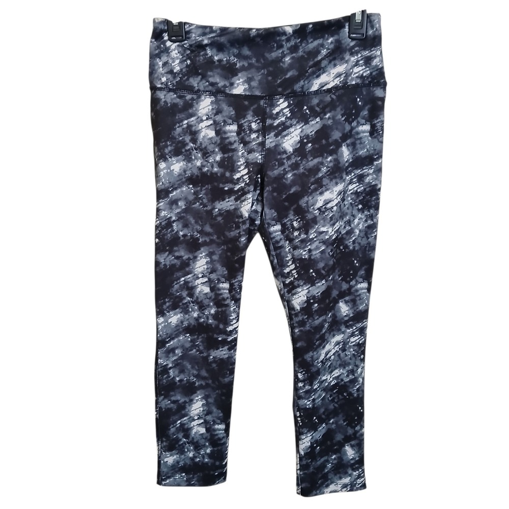 Vogo Athletica Black Gray Abstract Print Crop Leggings Size Medium